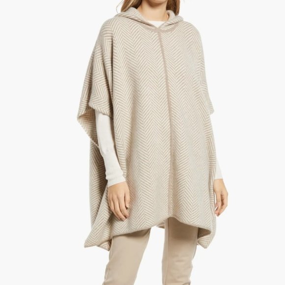 *Soft Luxury * Nordstrom 100% Cashmere Hooded Pattern Poncho BNWT Free Shipping - Picture 4 of 10